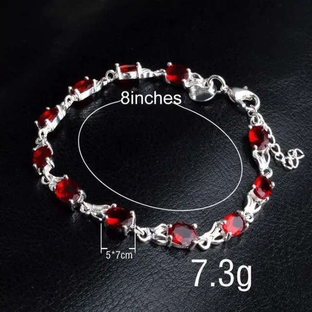 Alt view image 6 of 6 - Womens Fashionable Temperamental Ruby Bracelet(Red+silver)