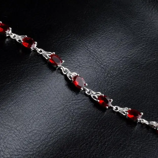 Alt view image 5 of 6 - Womens Fashionable Temperamental Ruby Bracelet(Red+silver)