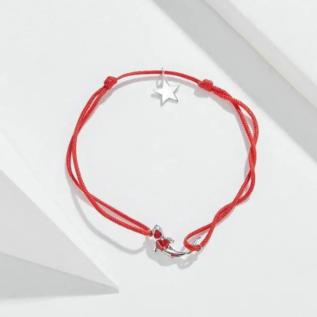 Main image of Sterling Silver Red String Bracelet Koi Star Bracelet Jewelry