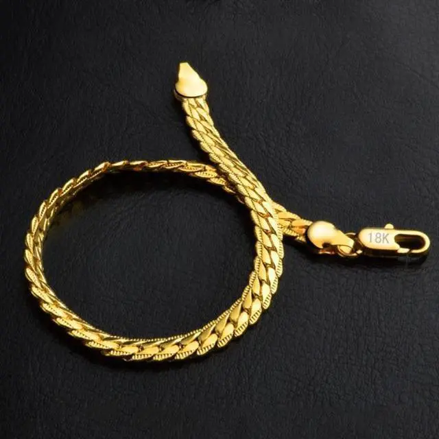 Alt view image 4 of 5 - Hot Fashion Jewelry Simple 18k Yellow Gold Bracelet(Gold)