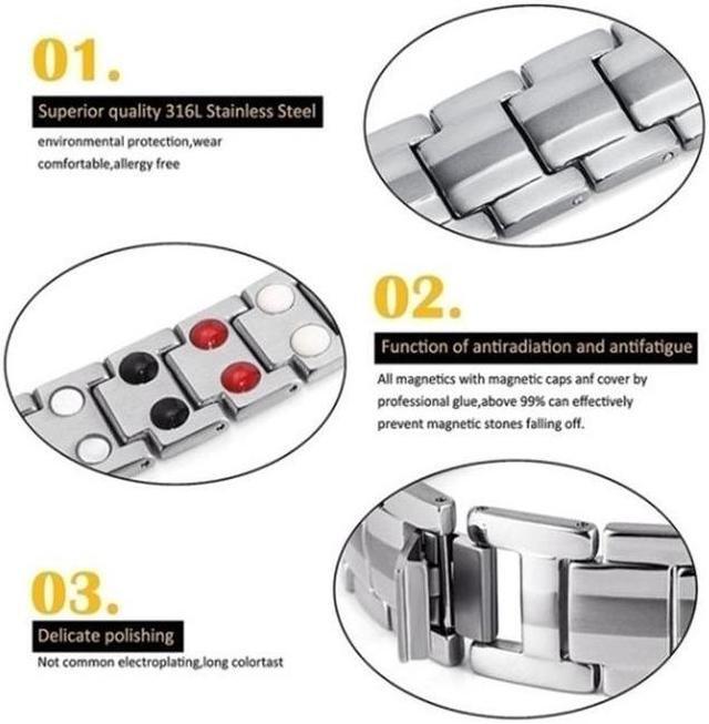 Alt view image 5 of 6 - Double Row Magnet Magnetic Therapy Bracelet For Men, Colour: Gold Gold