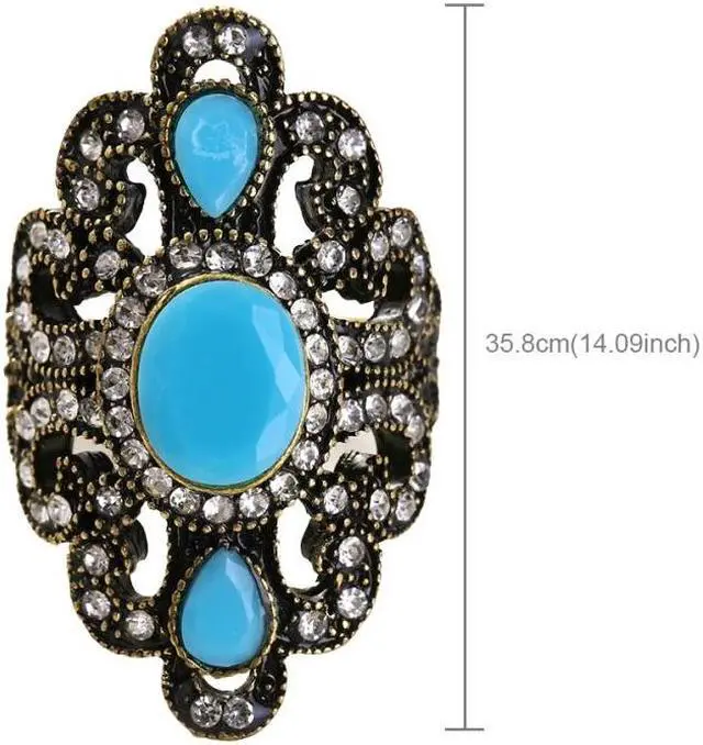 Alt view image 2 of 5 - Vintage Ethnic Style Exquisite Carved Inlaid Acrylic Resin Hollow Ring 10 (Red)