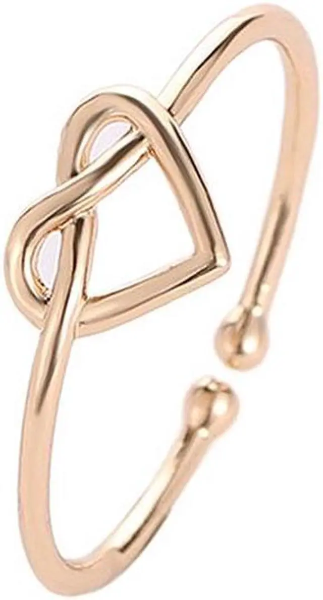 Main image of Girl Fashion Cute Simple Heart Hollow Open Adjustable Rings (Gold)