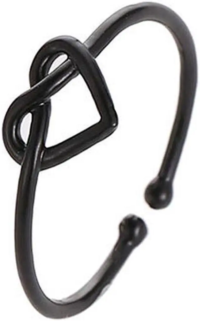 Alt view image 2 of 7 - Girl Fashion Cute Simple Heart Hollow Open Adjustable Rings (Gold)