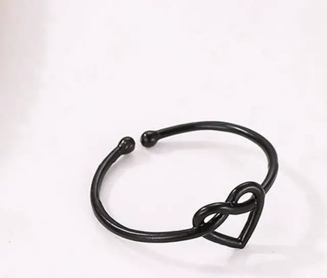 Alt view image 5 of 7 - Girl Fashion Cute Simple Heart Hollow Open Adjustable Rings (Gold)