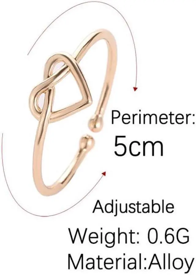 Alt view image 7 of 7 - Girl Fashion Cute Simple Heart Hollow Open Adjustable Rings (Gold)