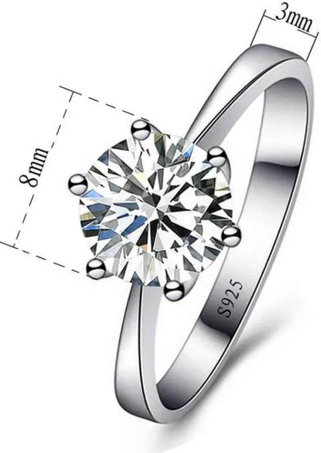 Alt view image 2 of 5 - 925 Sterling Silver Woman CZ Crystal Wedding Engagement Finger Rings Super Shinning Cubic Zirconia Fine Jewelry