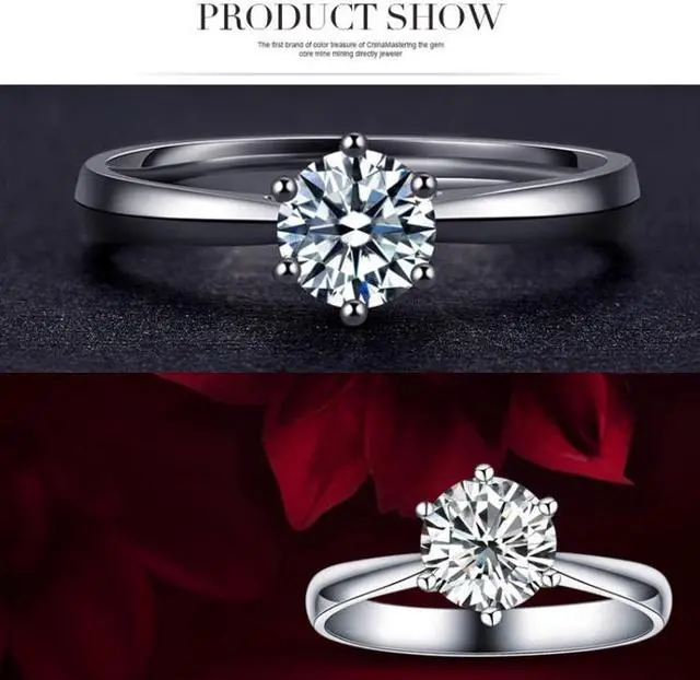 Alt view image 3 of 5 - 925 Sterling Silver Woman CZ Crystal Wedding Engagement Finger Rings Super Shinning Cubic Zirconia Fine Jewelry