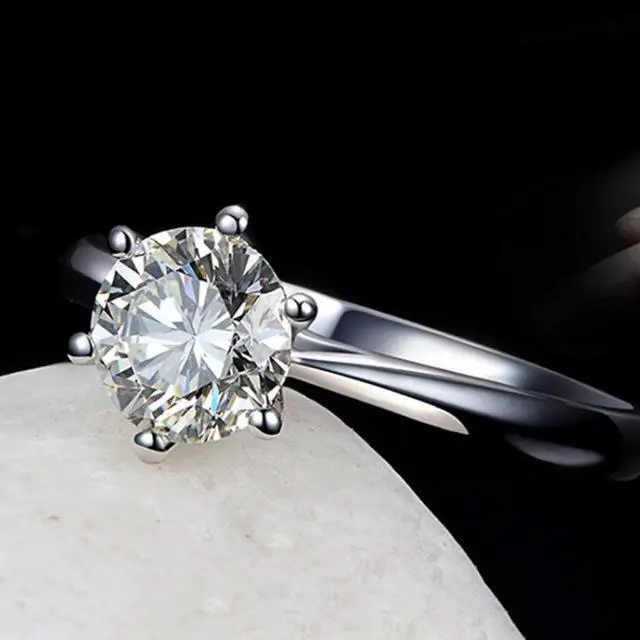 Alt view image 5 of 5 - 925 Sterling Silver Woman CZ Crystal Wedding Engagement Finger Rings Super Shinning Cubic Zirconia Fine Jewelry