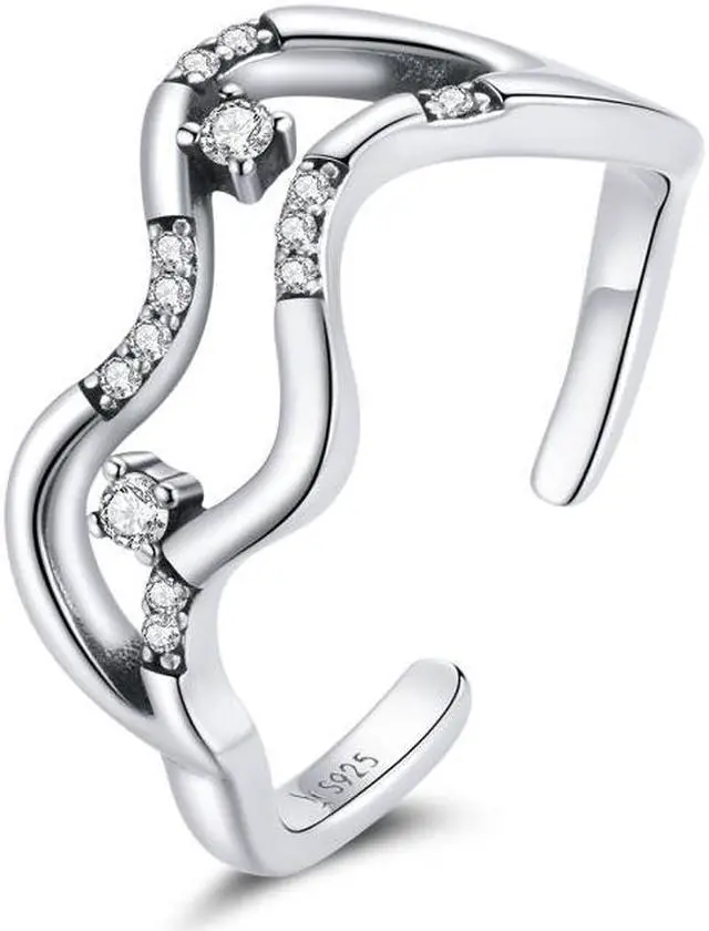 Main image of S925 Sterling Silver Galaxy Stars Women Open Ring Galaxy Stars