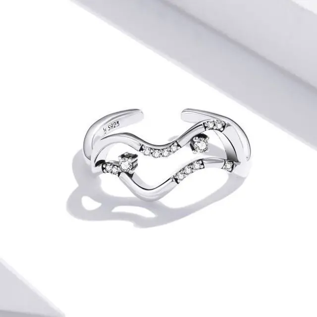 Alt view image 2 of 7 - S925 Sterling Silver Galaxy Stars Women Open Ring Galaxy Stars