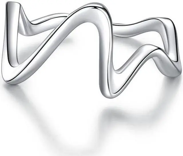 Main image of S925 Sterling Silver Simple Wave Curve Women Ring