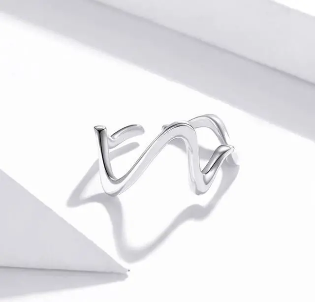 Alt view image 2 of 7 - S925 Sterling Silver Simple Wave Curve Women Ring