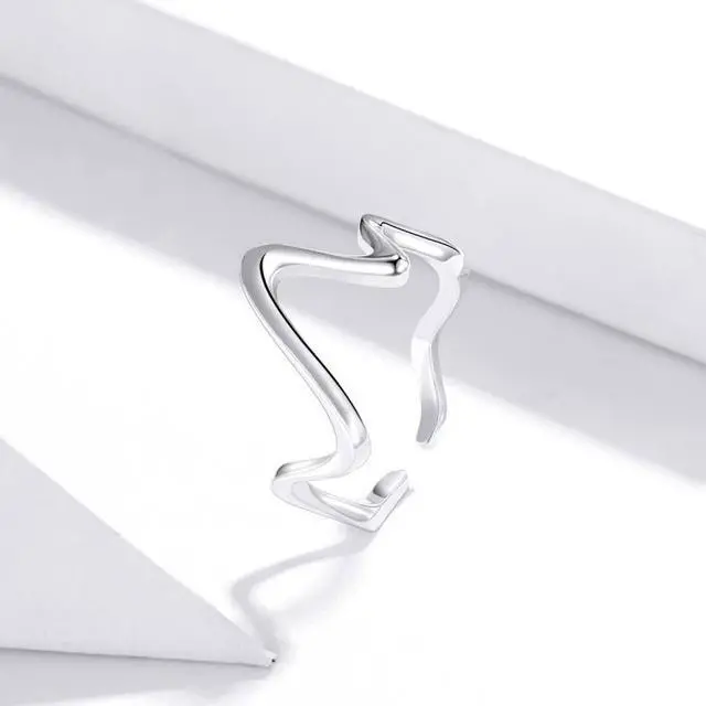 Alt view image 3 of 7 - S925 Sterling Silver Simple Wave Curve Women Ring