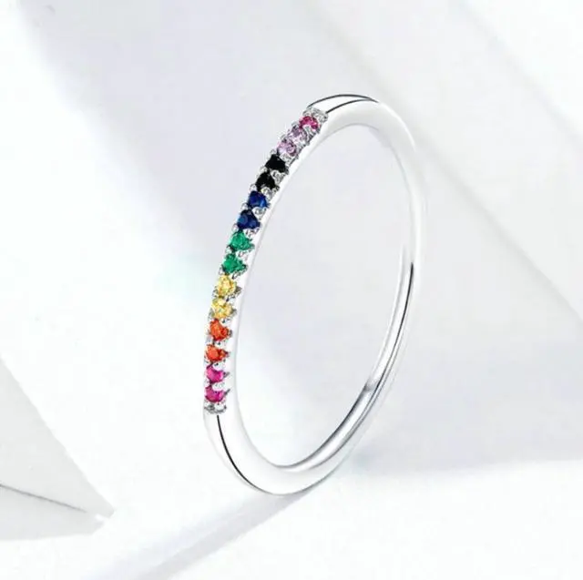 Alt view image 2 of 7 - Sterling Silver Ring S925 Colored Zircon Ring 6