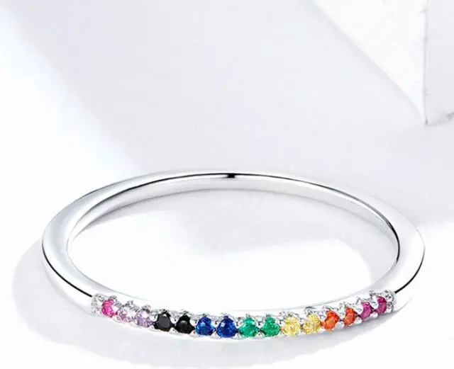 Alt view image 3 of 7 - Sterling Silver Ring S925 Colored Zircon Ring 6