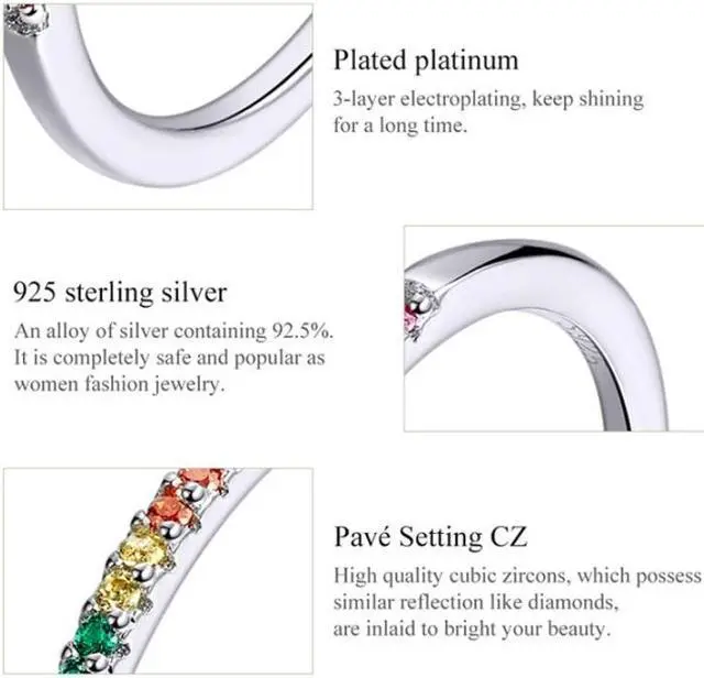 Alt view image 4 of 7 - Sterling Silver Ring S925 Colored Zircon Ring 6