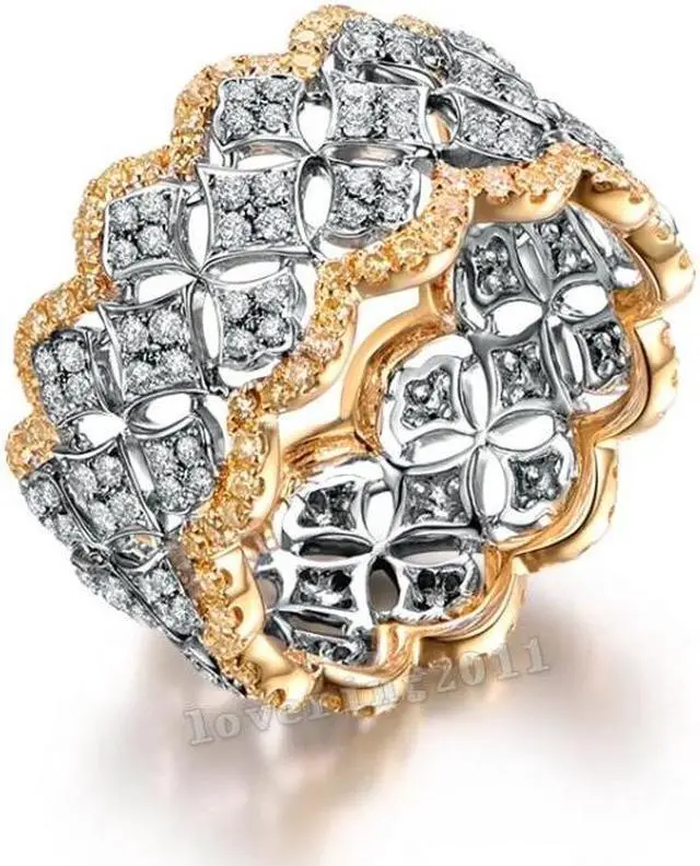Main image of Plated Color Micro Set Ring Luxury Diamond Gold Wedding ring Size:8
