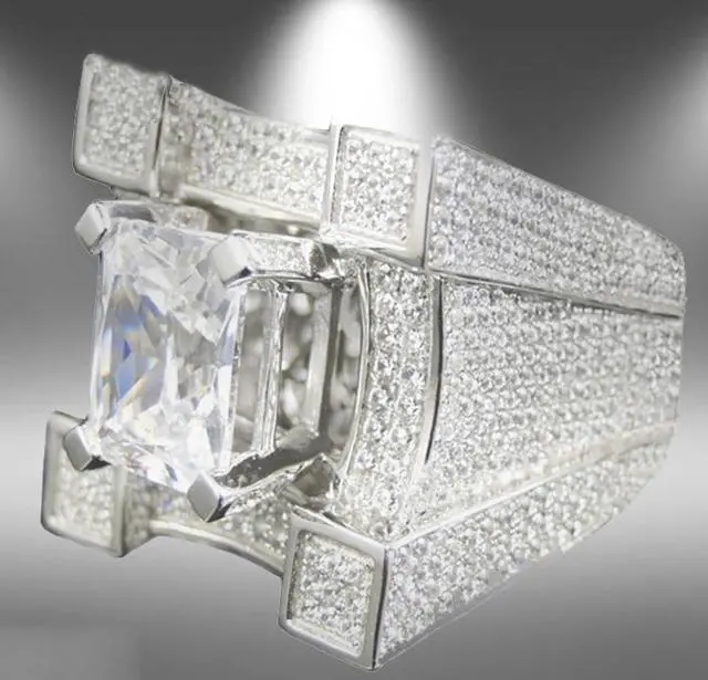 Alt view image 4 of 7 - Men Luxurious Microencrusted Zircon Ring (Gold)