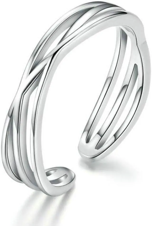 Main image of S925 Sterling Silver Platinum Plated Ring Simple Fashion Open Ring SCR483