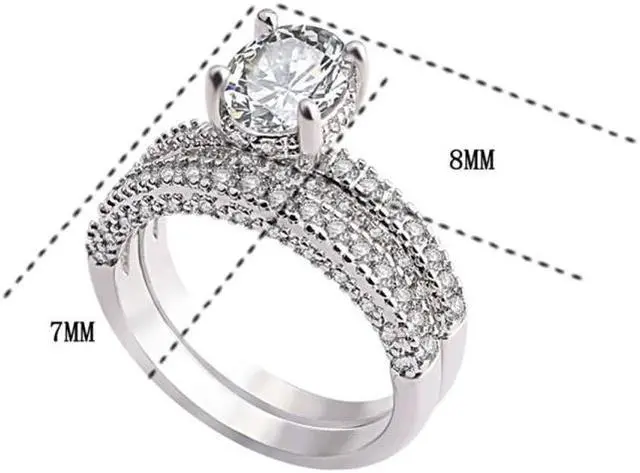 Alt view image 3 of 7 - Double Row For Women Fashion Cubic Zirconia Wedding Engagement ring 10 (Egg Shape Rose Gold)