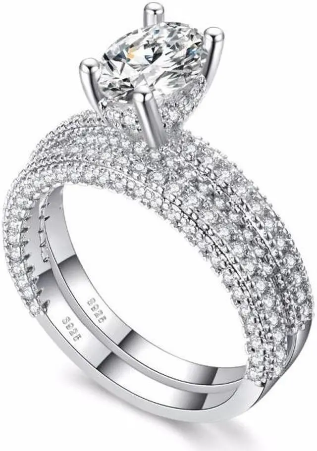 Alt view image 4 of 7 - Double Row For Women Fashion Cubic Zirconia Wedding Engagement ring 10 (Egg Shape Rose Gold)