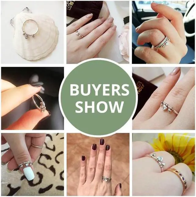 Alt view image 6 of 6 - 925 Sterling Silver Heart Diamond Ring Women Wedding Engagement Jewelry 6
