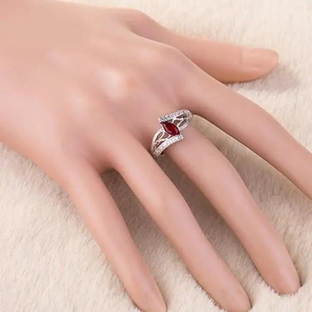 Alt view image 5 of 7 - 925 Sterling Silver Finger Rings Women Vintage Engagment Zircon Jewelry 9 (Green)