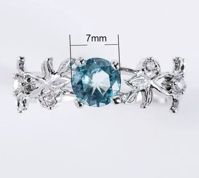 Alt view image 2 of 7 - Crystal Vine Leaf Design Engagement Ring Fashion For Women Jewelry, Ring Size:8 8 (Green)