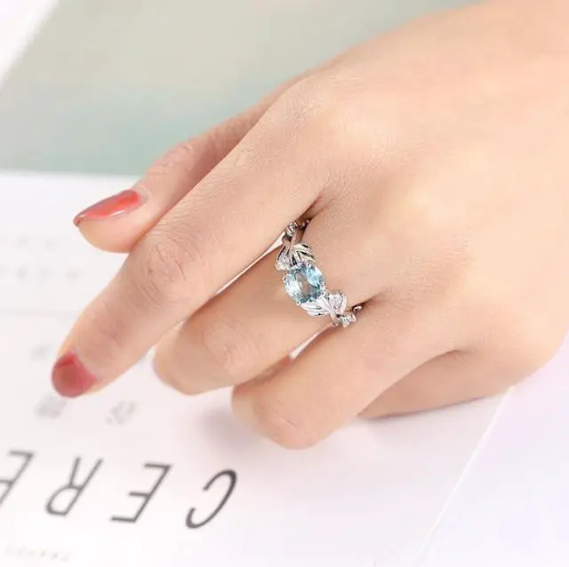 Alt view image 5 of 7 - Crystal Vine Leaf Design Engagement Ring Fashion For Women Jewelry, Ring Size:8 8 (Green)