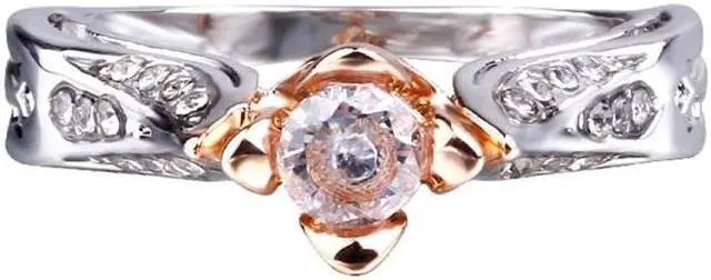 Alt view image 3 of 5 - Rose Flower with Diamond Wedding Ring for Women, Ring size:8 8