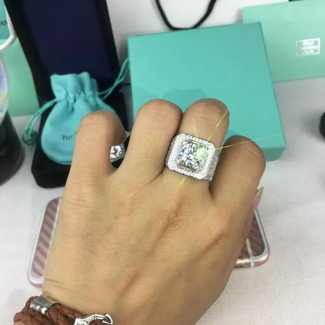 Alt view image 6 of 7 - Fashion Full Rhinestone Micro-insert Silver Ring, US Size: 9, Diameter: 19mm, Perimeter: 59.8mm