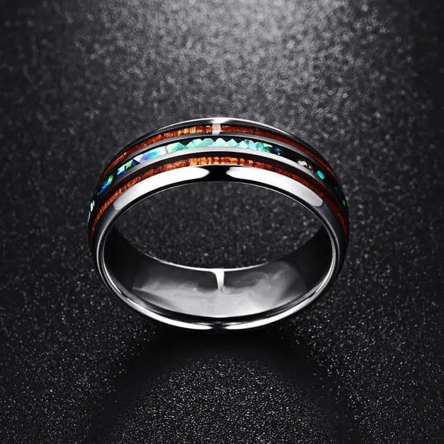 Alt view image 7 of 7 - Ceramic Tungsten Steel Dragon Texture Ring for Men, Ring Size:5 5