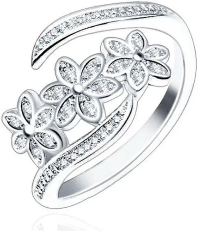 Main image of Fashion Elegant Adjustable Flowers with Diamond Forefinger Rings Women Jewelry