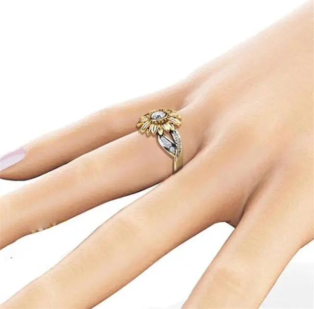 Alt view image 4 of 5 - Fashion Female Cute Sunflower Crystal Rings for Women 11 (White )