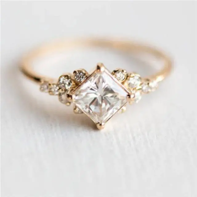 Main image of Geometric Square Rings for Women Wedding Rhinestone Finger Rings Charm Jewelry 8