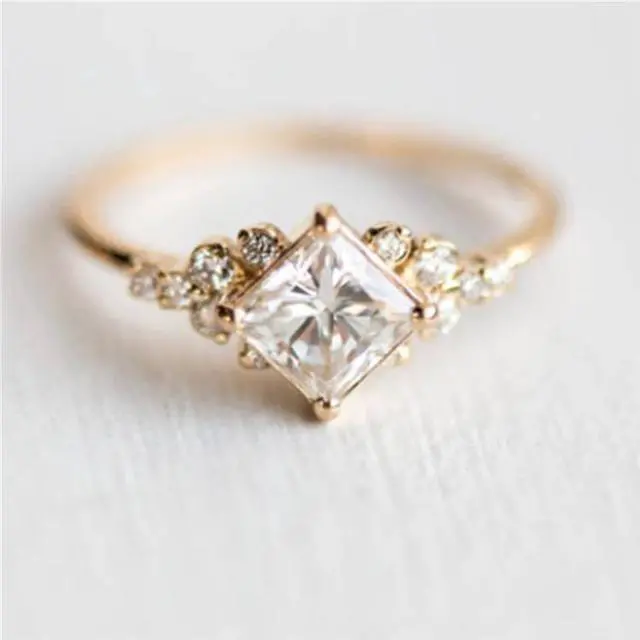 Alt view image 2 of 7 - Geometric Square Rings for Women Wedding Rhinestone Finger Rings Charm Jewelry 8