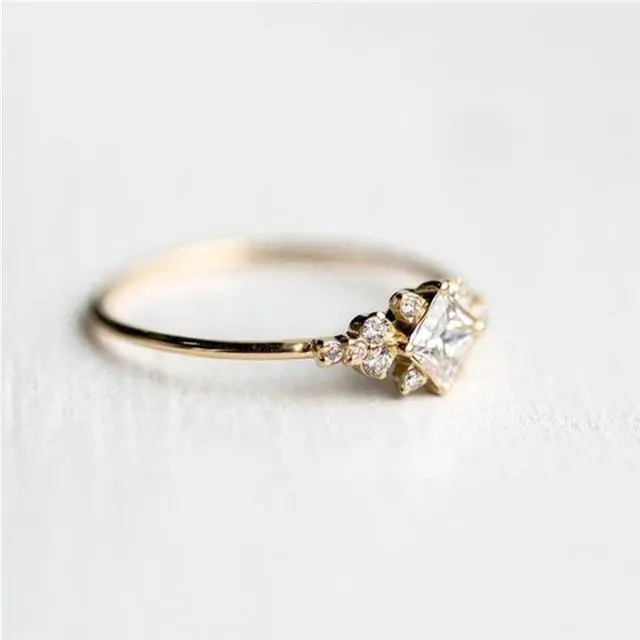 Alt view image 3 of 7 - Geometric Square Rings for Women Wedding Rhinestone Finger Rings Charm Jewelry 8