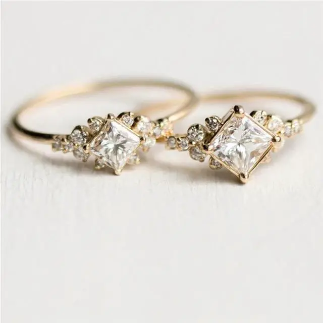 Alt view image 4 of 7 - Geometric Square Rings for Women Wedding Rhinestone Finger Rings Charm Jewelry 8