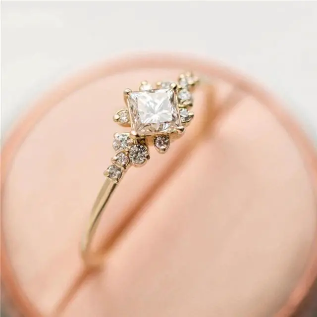 Alt view image 5 of 7 - Geometric Square Rings for Women Wedding Rhinestone Finger Rings Charm Jewelry 8