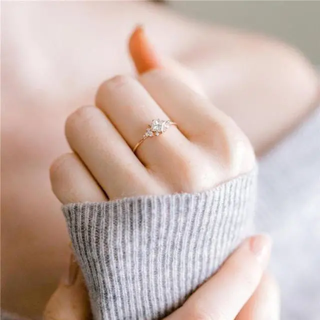 Alt view image 6 of 7 - Geometric Square Rings for Women Wedding Rhinestone Finger Rings Charm Jewelry 8