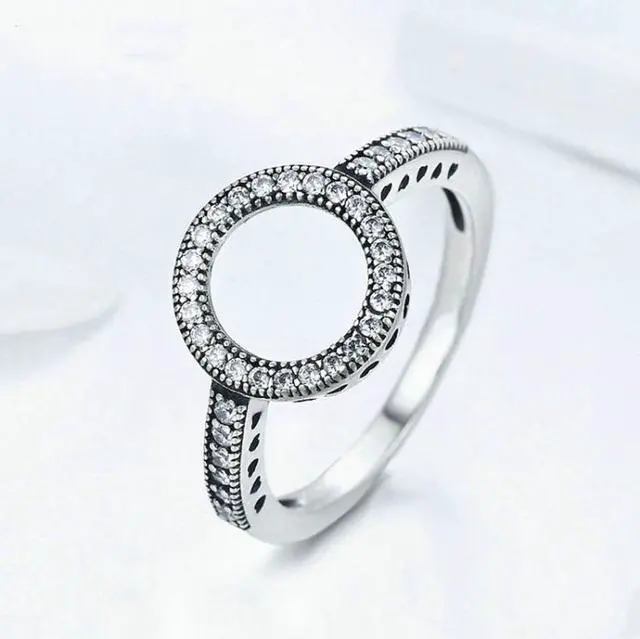 Alt view image 3 of 5 - 2 PCS Alloy Lucky Circle Diamond Halo Rings 8 (Black)
