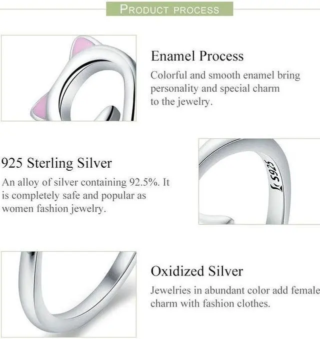 Alt view image 4 of 6 - Cat Love Girl Ring S925 Sterling Silver Open Ring SCR341