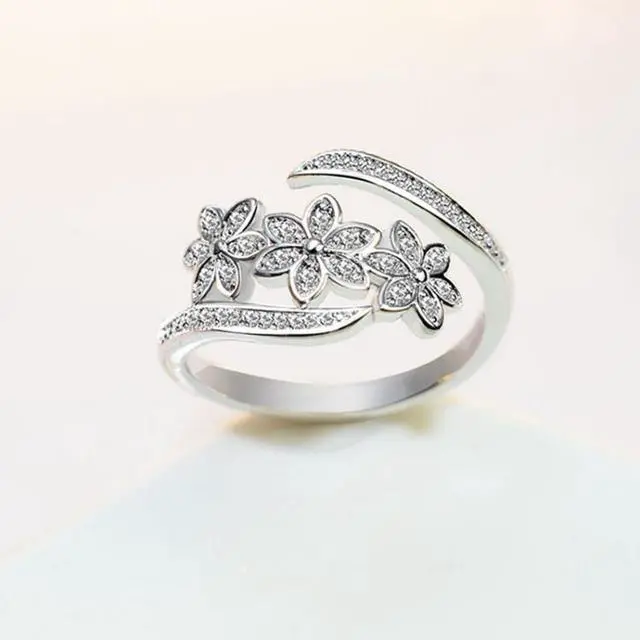 Alt view image 3 of 5 - Fashion Elegant Adjustable Flowers with Diamond Forefinger Rings Women Jewelry