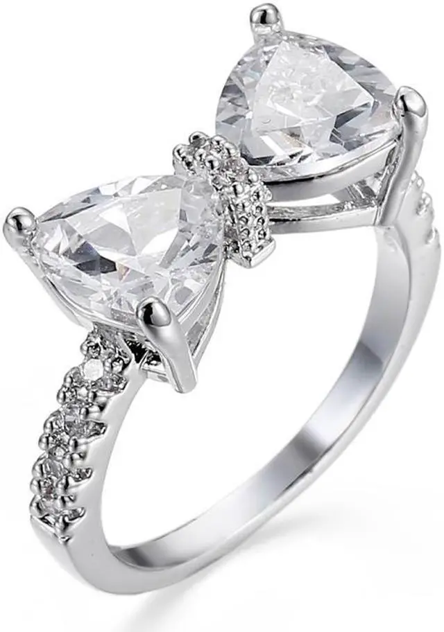 Main image of Female Fashion Lovely Bowknot Design Zircon Ring 10