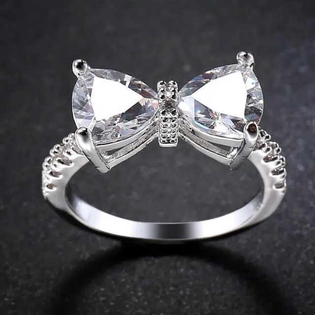 Alt view image 2 of 5 - Female Fashion Lovely Bowknot Design Zircon Ring 10