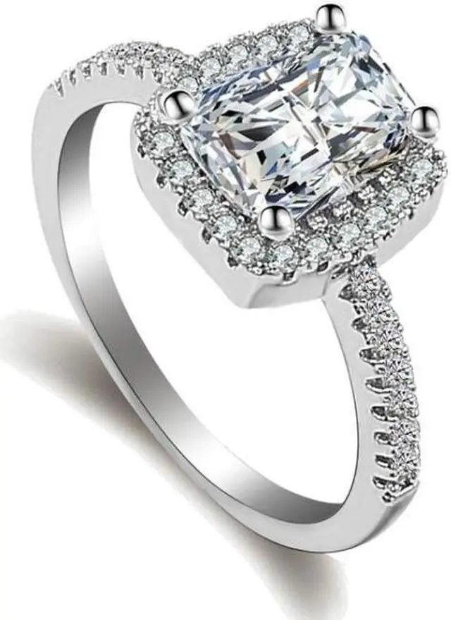 Main image of Fashion Big Cubic Crystal Silver Zircon Ring Wedding Jewelry Party Gift 6