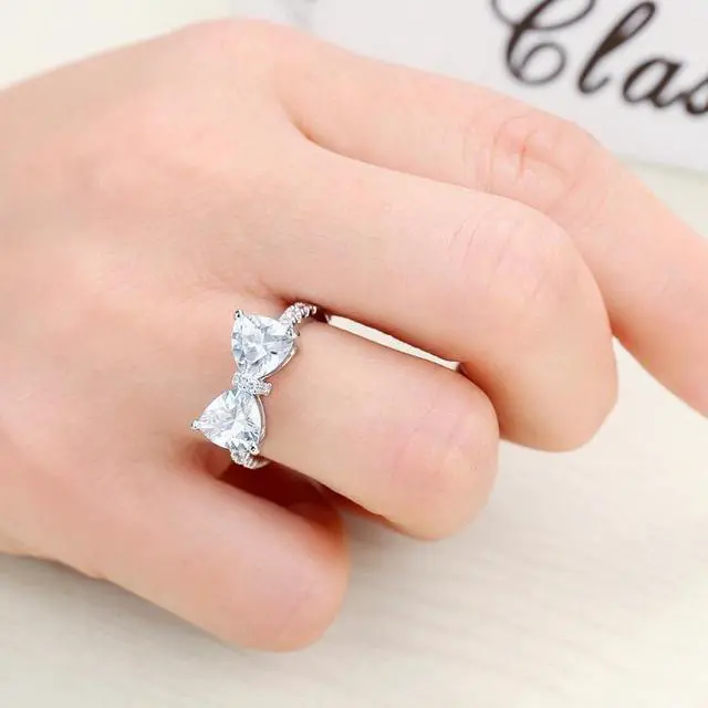 Alt view image 4 of 5 - Female Fashion Lovely Bowknot Design Zircon Ring 10
