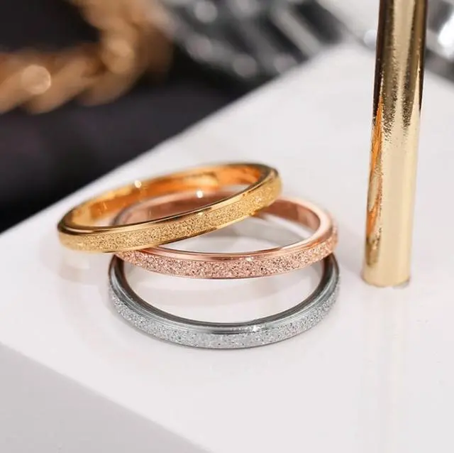 Alt view image 2 of 7 - Three Lifetimes Titanium Steel Couple Rings Very Fine Frosted Ring, Size: US Size 6 US Size 6 (Rose Gold)