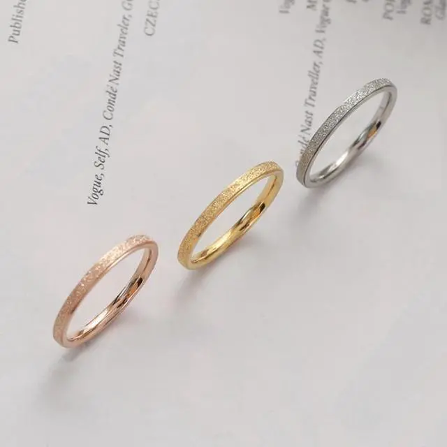 Alt view image 5 of 7 - Three Lifetimes Titanium Steel Couple Rings Very Fine Frosted Ring, Size: US Size 6 US Size 6 (Rose Gold)